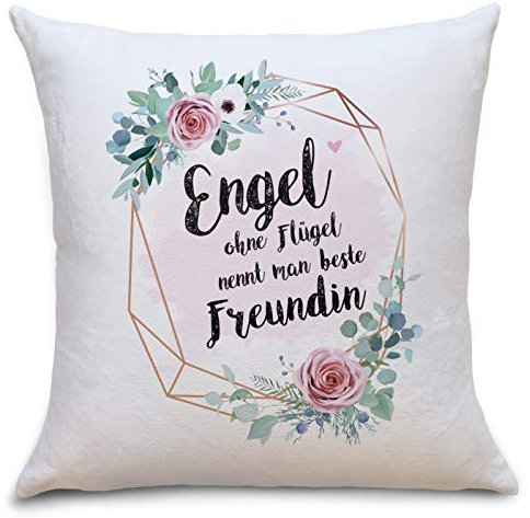 OWLBOOK Engel Beste Freundin Flauschiges Kissen mit Aufschrift Geschenke Geschenkideen für die Beste Freundin zum Geburtstag Zierkissen mit Füllung
