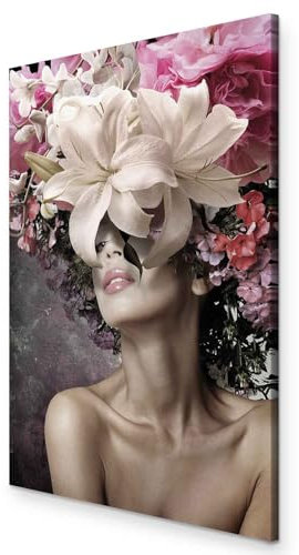 murando - Wandbilder Frau 60x90 cm 1 tlg - Wand Deko Vlies Leinwand Bilder Groß Wanddeko Wohnzimmer Schlafzimmer Kunstdrucke - Gesicht Blumen Porträt h-C-0160-b-a