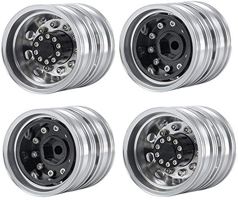RC-Hub 4pcs Aluminum Rear Wheels Rims for 1/14 Tamiya Truck Tractor Trailer | Alloy Hex Hub Wheel,RC Upgrade Parts