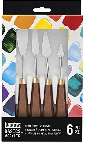 LIQUITEX Basics Knife Set with Rustproof Elastic Metal Blade for Acrylic Oil Paints 6 Palette Knives, None