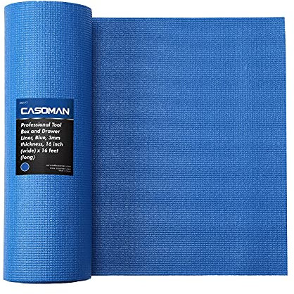 CASOMAN Professionelle Werkzeugkasten-Auskleidung, Schubladeneinlage und Regaleinlage, Blau, 40,6 cm (breit) x 4,9 m (lang), verstellbare, dicke Schrankeinlagen