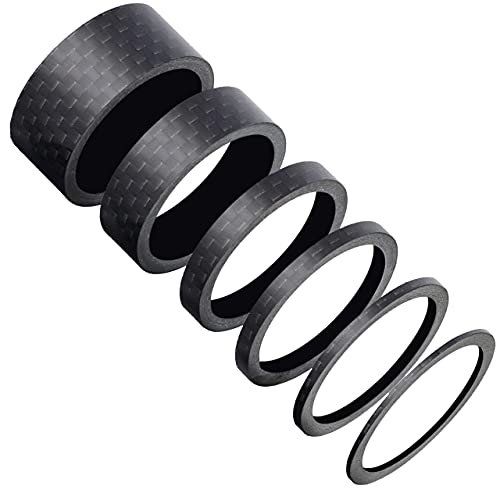 HONGECB Lenkervorbau Distanzscheiben, Fahrrad Ahead Vorbau Spacer, Karbon MTB Rennrad Distanzscheiben, Bike Headset Spacer, Abstandshalter für Fahrradgabel, 2/3/5/10/15/20mm, 6 Stück, Black