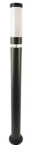 Dapo LED-Edelstahl-Außen-Steh-Leuchte LISA schwarz H: 100 cm, D: 7,6 cm, Kunststoffglas E27 Lichtring 12x eigenbaute LEDs, IP44 (Stehla 100cm ohne Sensor)