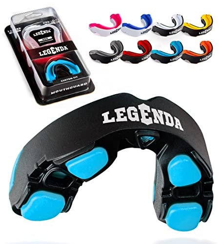 Legenda Mundschutz Sport mit Tasche, professioneller Mundschutz für Boxen, Fußball, Hockey, Jiu Jitsu, Muay Thai, MMA, Wrestling und Sportarten mit hohem Kontakt, passend für Erwachsene, Jugendliche,