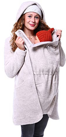 Viva la Mama - Wintermantel aus Wolle zum Babytragen Vorn und Hinten Umstandsmantel - REYKJAVIK - ecru - S