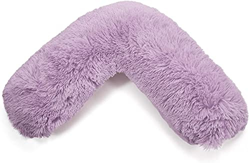 NIGHTZONE Teddy V Shaped Complete V Pillow or V Case Only For Neck Maternity Back Support Soft Warm Plush Cosy Fleece V Shape Cover (Teddy Cuddles Lilac, Teddy Cover With V Pillow)