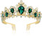 Didder Barock Vintage Tiara, Grün Kristall Krone Tiaras für Frauen Royal Gold Kronen für Frauen Tiaras für Mädchen Tiara Stirnband Haarschmuck für Braut Hochzeit Abschlussball Geburtstag Party