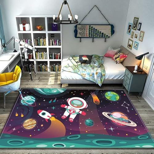 Tappeti Design Pädagogischer Spielteppich Erkundung des Weltraums, Schlafzimmer, Spielzimmer, Familienspiele-60x120cm