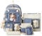 OKESYO Kawaii Rucksack mit Niedlich Anhänger Zubehör 5 Teiliges Set, Große Harajuku Segeltuch Schulranzen Trendy Schultasche College Reise Dame Abzeichen Rucksack Schüler Büchertasche(Blau)