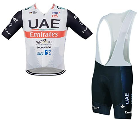 SGCIKER Hommes 2023 World Tour Pro Team UAE Maillot Cyclisme Ensemble, Été Manches Courtes Respirant Cycle Chemise VTT Vélo Vêtements Cuissard Kits 9D Gel Pad (2XL)