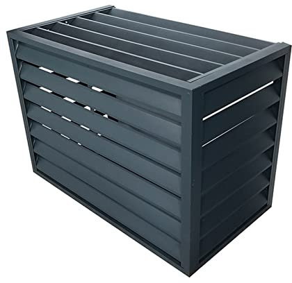 Abdeckung Für Klimaanlage, dekorativer Sichtschutz, Schutzgitter für Klimaanlagen und Wärmepumpen, Aluminium-Allwetter-Schutzabdeckung, freistehendes Gehäuse zur Abdeckung von Mülleimern ( Color : Bla