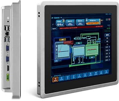 SunKol 12.1 inch Fanless Industrial Panel PC, All in One Industrial Embedded Panel PC with Capacitive Touch Screenm,2xUSB2.0,2xUSB3.0,HDMI,2xRS232,LAN (J6412, 8GB RAM 128GB SSD)