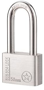 Vorhängeschloss mit Schlüssel 304 Edelstahl, 50 mm Groß Robustes Vorhängeschloss Wasserdicht Schloss Kellerschloss für Spind, Garagen, Garten Zäune, Werkzeugkisten, Fitnessstudio, Koffer