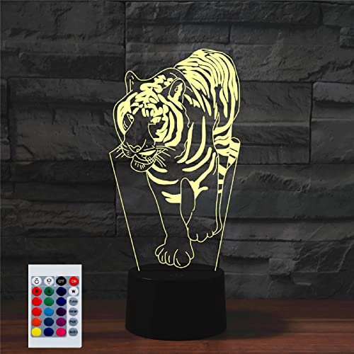 SUPERHONGJIHAO Nachtlicht für Kinder, 3D-Tiger-LED-Lampe mit Fernbedienung, 16 Farbwechsel Geburtstagsgeschenk für Kinder