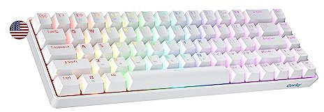 Geeky GK65 65% | Hot Swappable Mechanical Gaming Keyboard | 68 Keys Multi Color RGB LED Backlit for PC/Mac Gamer | ANSI US American Layout (White, Mechanical Blue)