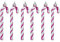6 PCS 13cm Christmas Candy Canes Ornaments Plastic Glitter Candy Cane Christmas Tree Hanging Baubles Decorations for Holiday Winter Home Party Favors, Rose Red + White