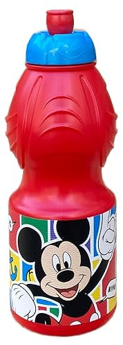 CARTOON Borraccia Topolino Disney in plastica riutilizzabile BPA Free bottiglia con ciuccio per bambini capacità 400 ml
