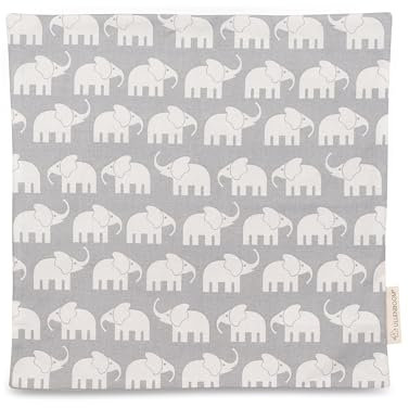 ULLENBOOM Kissenbezug 40x40 Kinder Graue Elefanten (Made in EU) Oeko-TEX Materialien - Kopfkissenbezug aus 100% Baumwolle, Bezug auch für Dekokissen geeignet