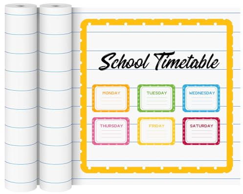 Jetec Lot de 2 rouleaux de papier quadrillé ligné à grande grille 50 cm x 60 m pour la maison, l'école, la salle de classe, les enfants, les étudiants (papier ligné)