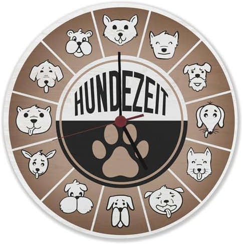 speecheese Hundezeit mit lustigen Hunden Wanduhr lustige Uhr für Hundehalter und Hundefreunde als Deko für Dein Wohnzimmer, wenn du die pelzigen Vierbeiner liebst