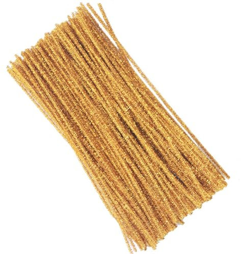 100 Stück Glitzer Pfeifenreiniger Set, Gold Pfeifenreiniger Chenilledraht 30 cm, Pfeifenputzerdraht für Handwerk DIY Craft Projekte Chenilledraht Biegeplüsch zum Basteln und Dekorieren Pipe cleaners