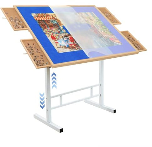 Puzzletisch 1500 Teile Puzzletisch mit 4 Schubladen und Beinen Verstellbare Puzzletische für Erwachsene
