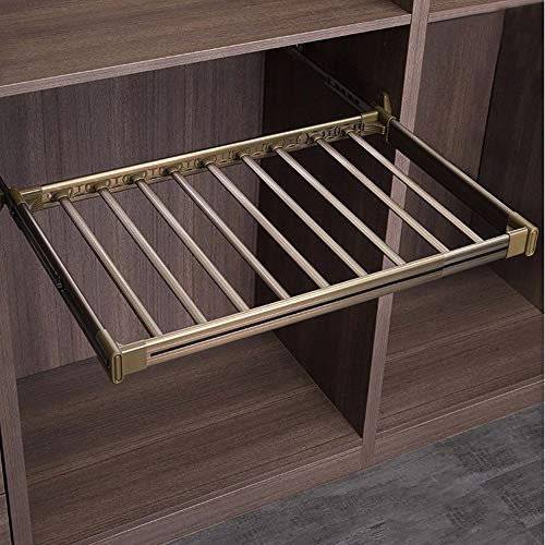 Ausziehbarer Hosenbügelhalter, ausziehbarer Krawattenhalter aus Aluminium, platzsparend, geeignet für Kleiderschränke und Lagerräume, geräuschlose Schiene, einfach zu montieren/A / 60 / Blanc Chaud