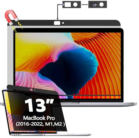 Halloive Magnetischer Blickschutzfilter für MacBook Pro 13 Zoll (33 cm), abnehmbarer Blickschutzfilter für MacBook Air 13 Zoll (2016–2022, M1), Anti-Spionage/Anti-Fingerabdruck, Anti-Blaulicht,