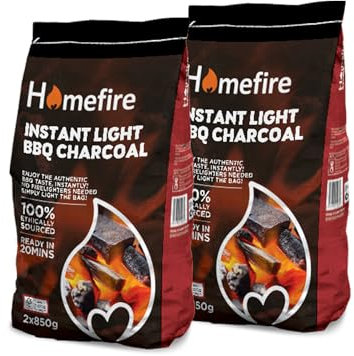 Homefire Instant Light Lumpwood Charcoal, Great for Traditional BBQs, 850 g (4 Packs)