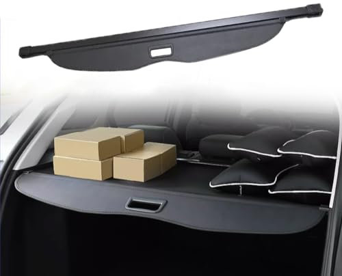 ALOEU Auto Einziehbare Laderaumabdeckung Kofferraum für J.e.e.p Grand Cherokee WK2 2017-2022, Schwarz Ausziehbar Kofferraumabdeckung Rollo, Schutz Abdeckung Hundedecke Auto Cargo Cover Rollo