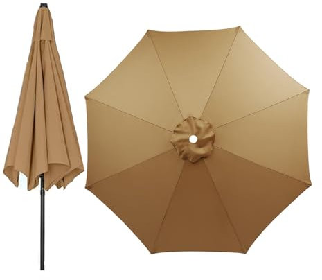 HAMON Sombrilla de Jardín 2.7m/3.0m Toldo De Repuesto Sombrilla para 6 Brazos/8 Brazos, Parasol con Protección UV30+, para Jardín Patio Terraza Playa Piscina Reclinable (Caqui 3m/8 costillas)