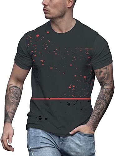 Mens T Shirt Men Summer Outdoor Printed Short Sleeve T Shirt Crew Neck Casual Top Lady Tee (2-Watermelon Red, 4XL) Polo Shirts for Men Adult Long Sleeve Hawaiian Shirts for Men Short Sleeve Tops