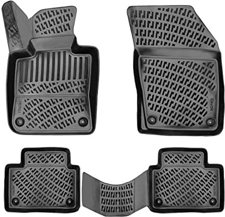 Rizline Passgenau 3D Fussmatten Auto Kompatibel mit Volvo V60 2.Gen ab 2018 Passgenau Gummimatten Auto Zubehör 1. und 2. Reihe TPE Allwetter Geruchlos rutschfest Vorne & Hinten