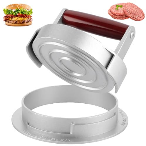 AKOLAFE Burgerpresse Hamburgerpresse Aus Aluminium Patty Presse Durchmesser 10cm Antihaftbeschichtung Burger Maker 8cm Höhe Spülmaschinenfest Hamburgerpresser für Leckere Hamburger, Patties, BBQ