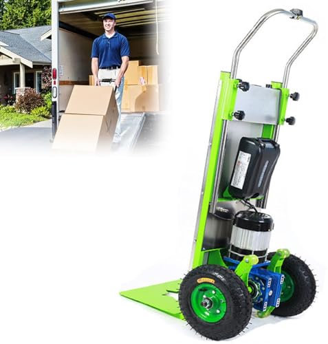 Elektrische Treppensteiger-Handkarren, 800 W Motor, 450 kg Kapazität, Trolleywagen, elektrische Sackkarren für Treppen mit stufenloser Geschwindigkeitsregulierung und pneumatischen Rädern