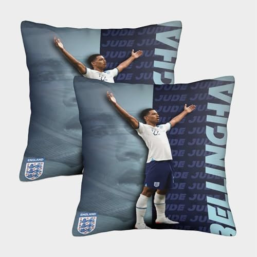 ZZBNECAKE Bellingham 2er Set Kissen Bezug - Fußball Weich Kissenhülle Für Sofa Wohnzimmer Schlafzimmer - Geburtstag Geschenk Für Schwester Bruder Neffe Nichte 45x45cm