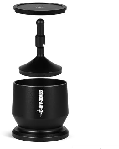 Hanzete 58mm Aluminium Alloy Coffee Powder Picker Dosing Cup with Dosing Ring Blind Shaker Coffee Powder Receiver Container Press Coffee Espresso Distribution Tool Fits 58mm Portafilter