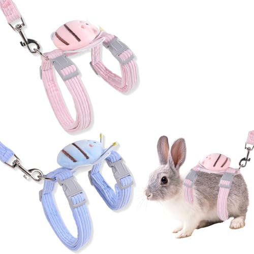 Kaninchen Leine, 2 Stück Katzenleine, Katzen Geschirr Set mit Leine, Adjustable Rabbit Lead, Geschirre und Leinen Haustiere, für Hasen Zwergkaninchen Reiserucksäcke