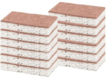 Ryichliho Natürliche Küche Scheuerschwämme 12 Stück, Doppelseitiger Küchenschwamm zum Spülen von Geschirr, Antihaftbeschichteten Pfannen, zum Reinigen von Küche und Bad