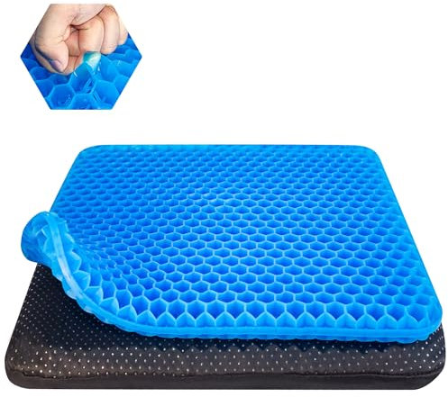 Large Gel Seat Cushion For Long Sitting With Non-Slip Covers,Soft & Breathable,Soft & Breathable,Pressure Sore,Office Chair,Desk Chair,Gaming,Car,Pressure Cushions For Bottoms,Cushion Seat Pads