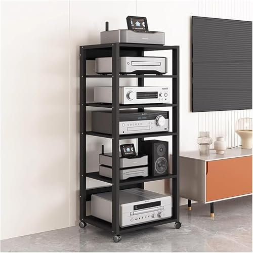 SHANYAYALI 6 Tier Audio Component Rack Tower with Wheels for Home/Office Modern Tall Hifi Racks Stereo Stand Equipment Shelves Media Storage Cabinet(6 tier-131cm)