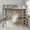 Blisswood Bunk Bed, 3ft Single Loft Bed With Study Desk & Ladder, Wooden High Sleeper Bed, Kids Bunk Bed, Solid Pine Wood Single Bed frame For Kids Children Home (Light Grey)