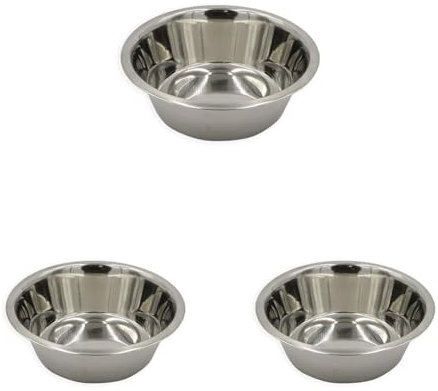 Aimé | Gamelle pour Chien | Gamelle en INOX | Eau et Nourriture pour Chiens | Résistant et Facile à Entretenir | Diamètre 24,5 cm | Contenance 2,8 L | Ecuelle conçue pour Grands Chiens (Lot de 3)
