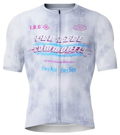 INBIKE Fahrradtrikot Herren Radtrikot Rennrad Mountainbike Trikot Fahrradbekleidung Sommer Kurzarm mit 3 Taschen Men's MTB Jesery Atmungsaktiv Elastisch UV-Protect Schnell Trocknend Weiß,L