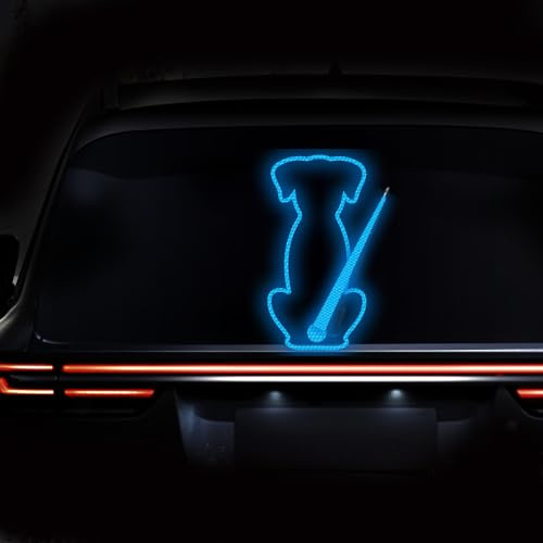 Iprokiu Reflektierender Hunde-Heckscheibenwischer-Aufkleber, wasserdicht, reflektierender Welpe, beweglicher Schwanz, winkender Wischer-Aufkleber für SUV, Auto-Dekor (blau)