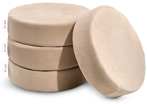 Linodino® Zaubersteine – Spielsofa Add-ons im 4er-Set | Vier Runde Schaumstoff-Kissen als Erweiterung zum Balancieren, Stapeln & Spielen I Strandbeige