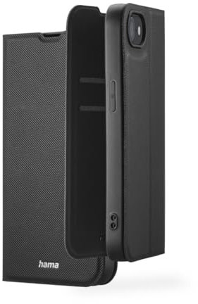 Hama Handyhülle für iPhone 16e (Handytasche zum Aufstellen, Etui mit Kartenfach, extra Schutz von Display und Kamera, mit Magnet, Klapphülle, weich, Anti Fingerabdruck) schwarz