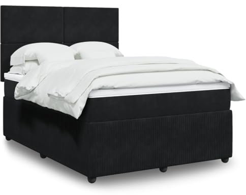Juroupi Boxspringbett mit Matratze Schwarz 160x200 cm Bett Boxspringbett Schlafzimmer MöBel Betten Bett Mit Matratze Samt - 3294678