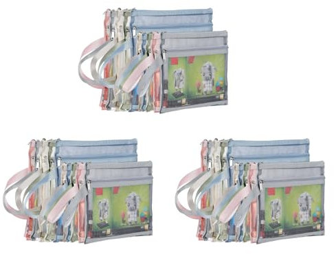 GREOHNMPAW 30 Pack Colored Double-Layer Mesh Zipper Pouch Bags, Building Block Sets Toy Storage & Organization 15Pcs A4+15Pcs A5