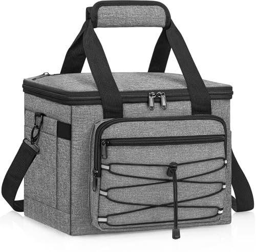 WACCET Kühltasche 15L, wasserdichte & Auslaufsichere Lunchtasche mit abnehmbarem Schultergurt | Isolierte Thermotasche Faltbar Picknicktasche Ideal für Camping, Roadtrips, Picknick, Strand